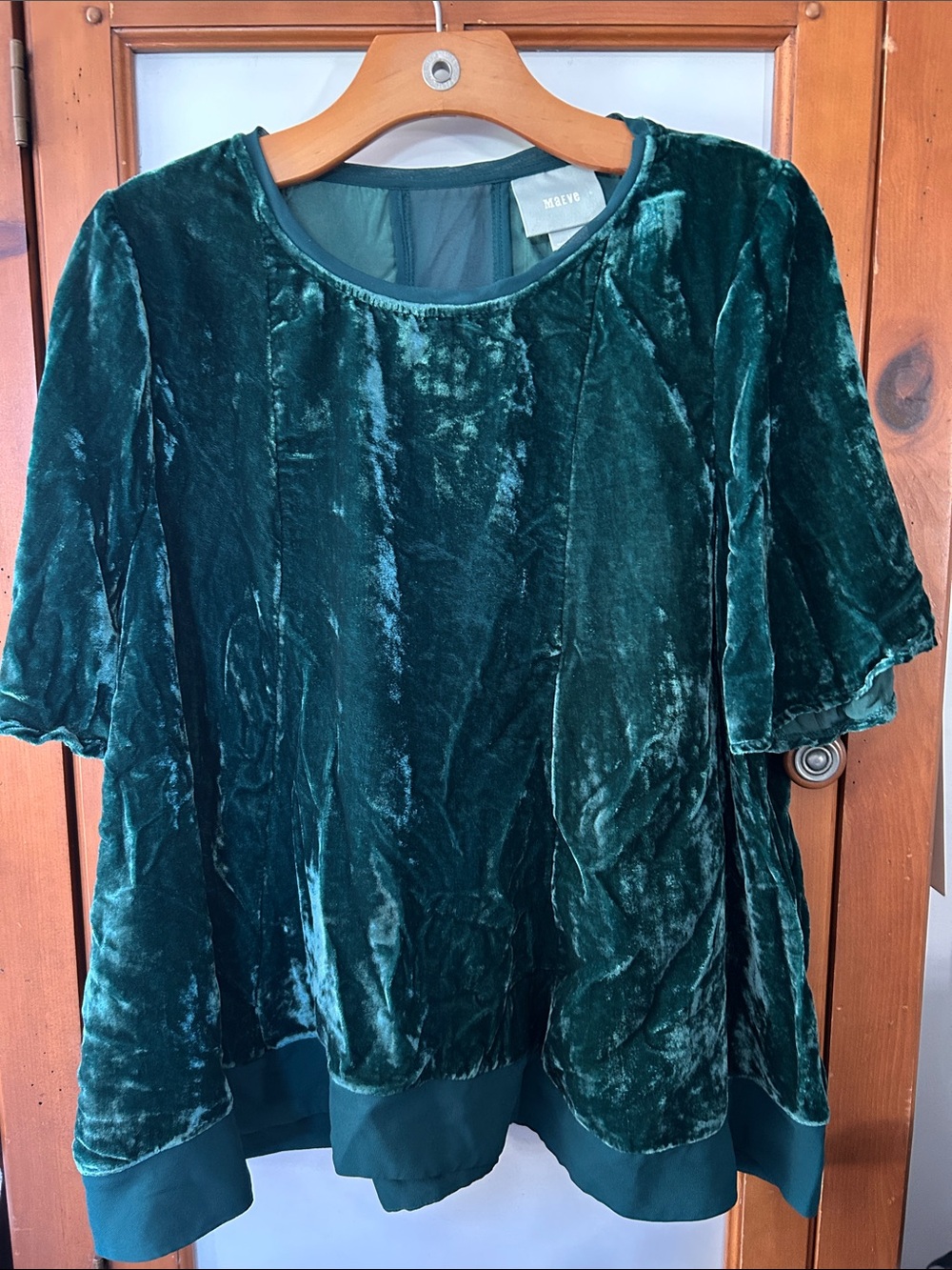 Maeve Emerald Green Velvet Women's Top